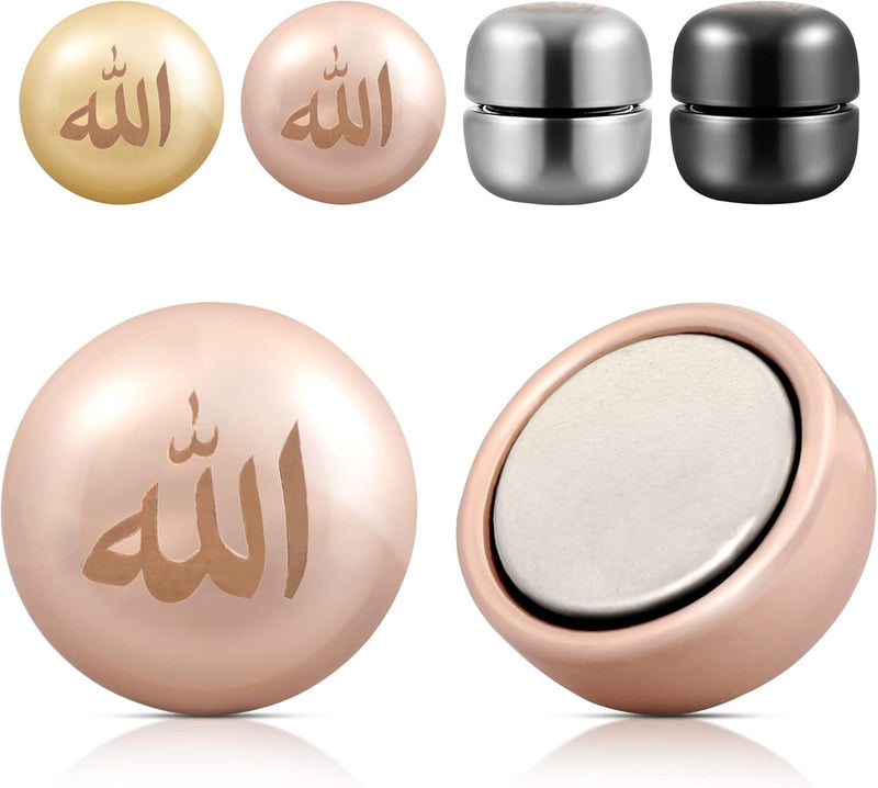 Boffdock Hijab Magnets Pins Allah,4 Pairs Hijab Magnetic Pins for Women Muslim- Pinless Magnetic Hijab Pins, No-Snag Multi-Use Hijab Round Magnets