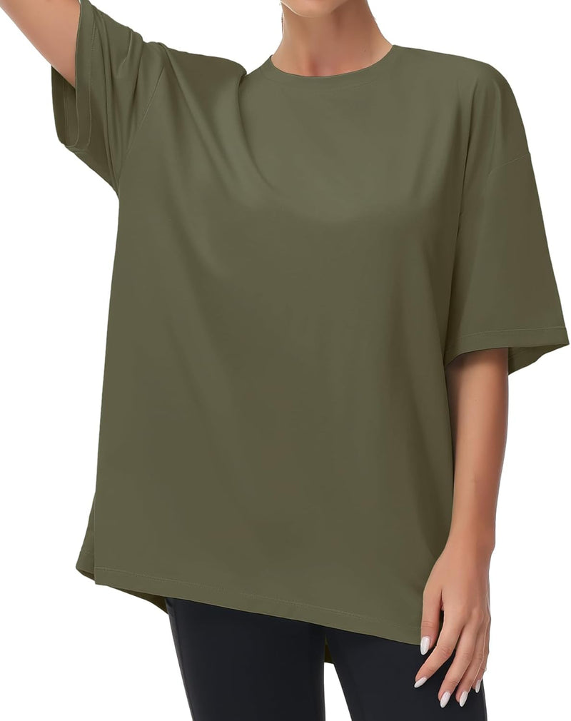 THE GYM PEOPLE Women's Casual Oversized T-Shirts Summer Crewneck Short Sleeve Workout Basic Tee Tops