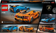 Speed Champions Lamborghini Revuelto & Huracán STO - Toy Race Cars Model Kit incl. 2 Driver Minifigures - Birthday Gift for 10+ Year Old Boys - 77238
