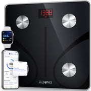 RENPHO Body Fat Scale Smart BMI Scale Digital Bathroom Wireless Weight Scale, Body Composition Analyzer with Smartphone App sync with Bluetooth, 396 lbs - Black, Elis 1 - 11" Black