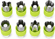 Vegetable Cutter Shapes Set, Stainless Steel Cookie Cutters With Pusher Fruit Cookie Pastry Mold For Kitchen (Blue) - Green