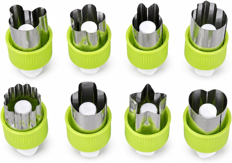 Vegetable Cutter Shapes Set, Stainless Steel Cookie Cutters With Pusher Fruit Cookie Pastry Mold For Kitchen (Purple) - Green