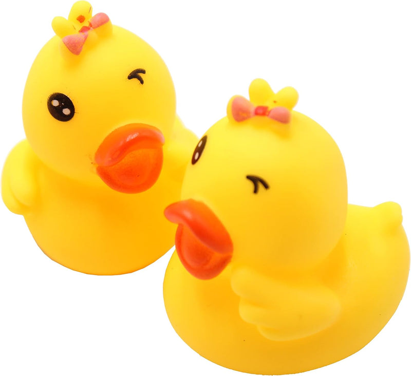 FIVOENDAR Duck Baby Bath Toy, Float & Squeak Mini Rubber Adorable Blink Duck Baby Bath Ducky Sound Shower Toys for Kids, Baby Shower Birthday Party Favors Gift, Set of 50
