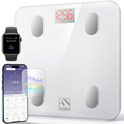 (10.2"/260mm, Black) - Bluetooth Body Fat Scale, FITINDEX Smart Wireless Digital Bathroom Weight Scale Body Composition Monitor Health Monitor with iOS and Android APP for Body Weight, Fat, Water, ... - Black 10.2 x 10.2 x 0.96 inches