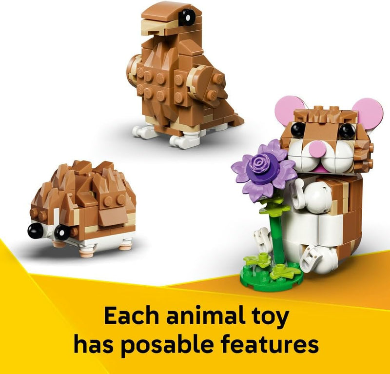 Creator 3in1 Cute Hamster with a Flower Toy - Animal Figure Transforms into a Hedgehog or Eagle - DIY Room Decor Idea - Birthday Gift for 7+ Year Old Girls & Boys - 31376
