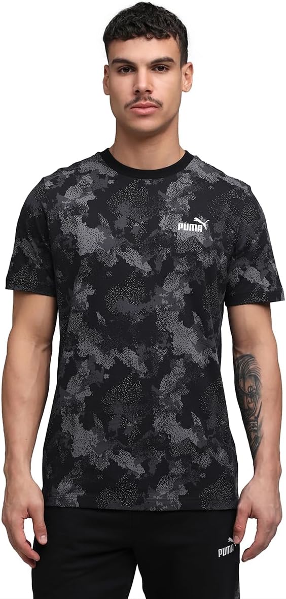 mens ESS CAMO AOP Tee PUMA Black T-Shirt - PUMA Black