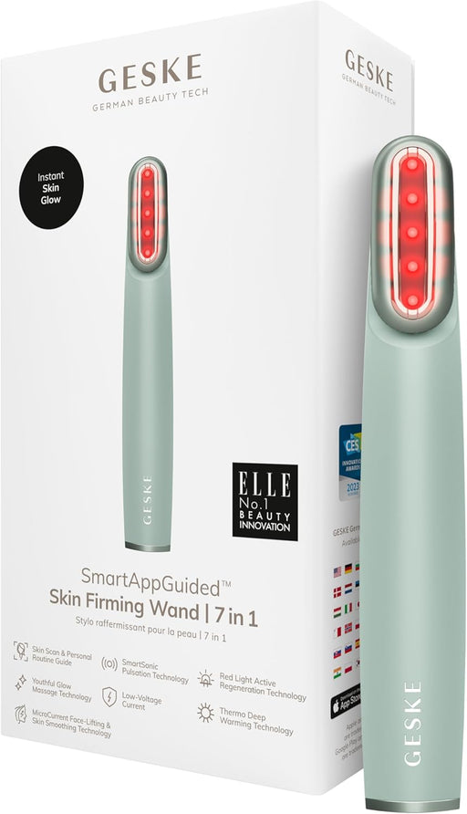 GESKE Skin Firming Wand 7 in 1 Anti-Aging Device MicroCurrent Face-Lift Skincare Tool Remove Wrinkles for Firm & Youthful Skin Advanced Facial Firmer Red LED Technology Rotatable head