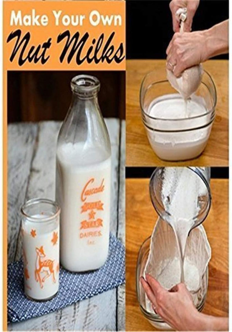 LERORO 2 Pcs Pro Quality Nut Milk Bag - Big 12X12 Commercial Grade - Reusable Almond Milk Bag & All Purpose Food Strainer - Fine Mesh Nylon Cheesecloth & Cold Brew Coffee Filter