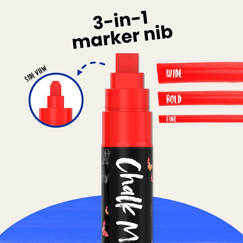 Chalkola Liquid Chalk Markers Erasable (10 Pack) w/Gold & Silver - Washable Paint Chalk Pens for Chalkboard Signs, Blackboard, Car Window, Bistro, Glass, Board - Neon Wet Wipe 6mm Reversible Bold Tip