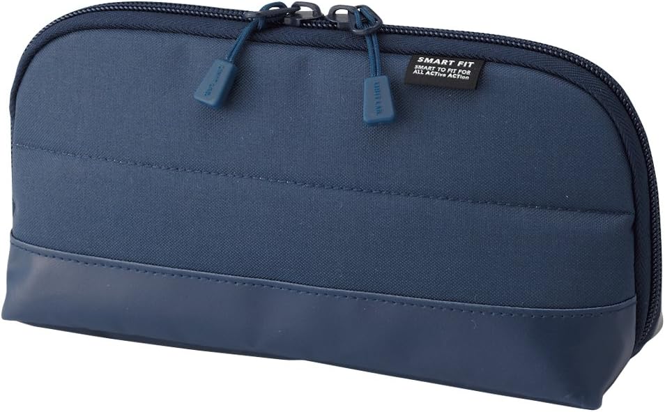 LIHIT LAB Compact Pen Case (Pencil Case), Water & Stain Repellent,3.5" x 6.5'', Navy (A7687-11)
