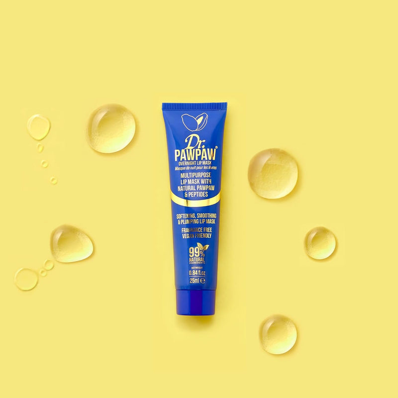 Dr.PAWPAW Overnight Lip Mask - Multi-Purpose Balm, Natural Pawpaw & Peptides Smooth Skin, Cracked Lips, Vegan, Ethical Beauty & Fregrance Free (25 ml)