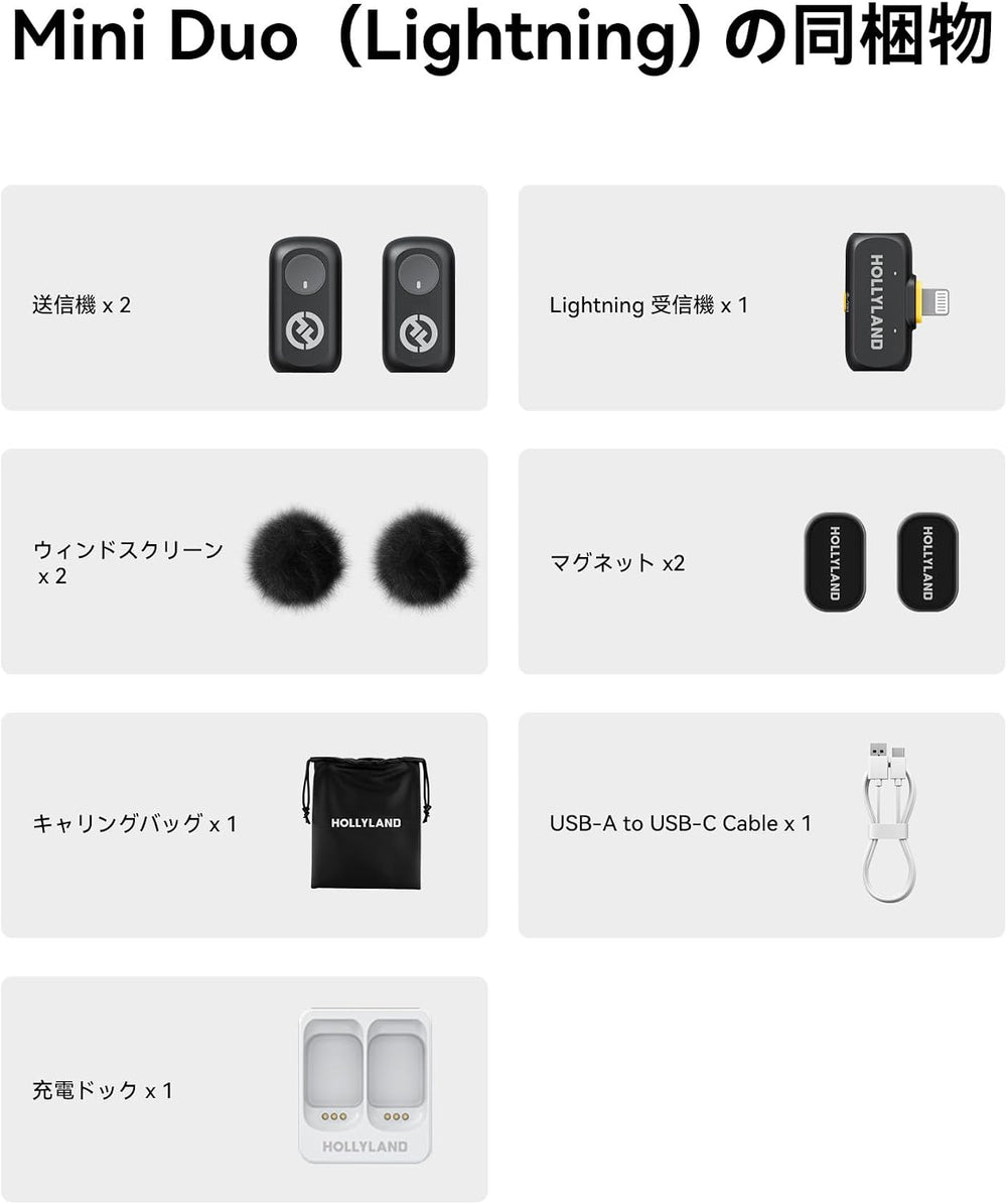 Hollyland (Lark A1 Mini Duo) Wireless Microphone (Space Gray, with Lightning RX)
