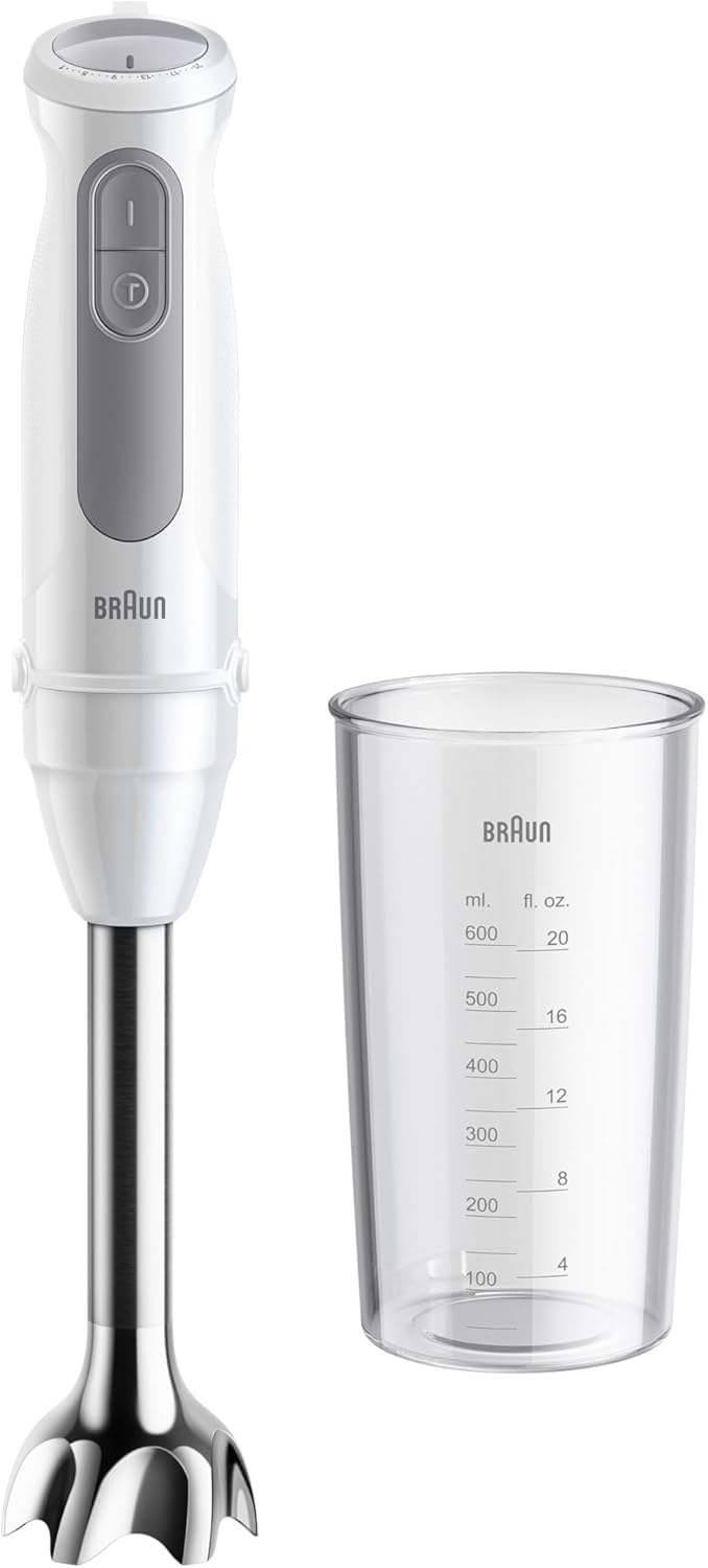 Braun Multiquick 5 Hand Blender, 1000 Watts, 21 Speeds, 1.5 L Food Processor, 500ml Chopper, Whisk, Beaker, Splash Control, PowerBell Plus Technology, MQ 5285 - Black - Modern