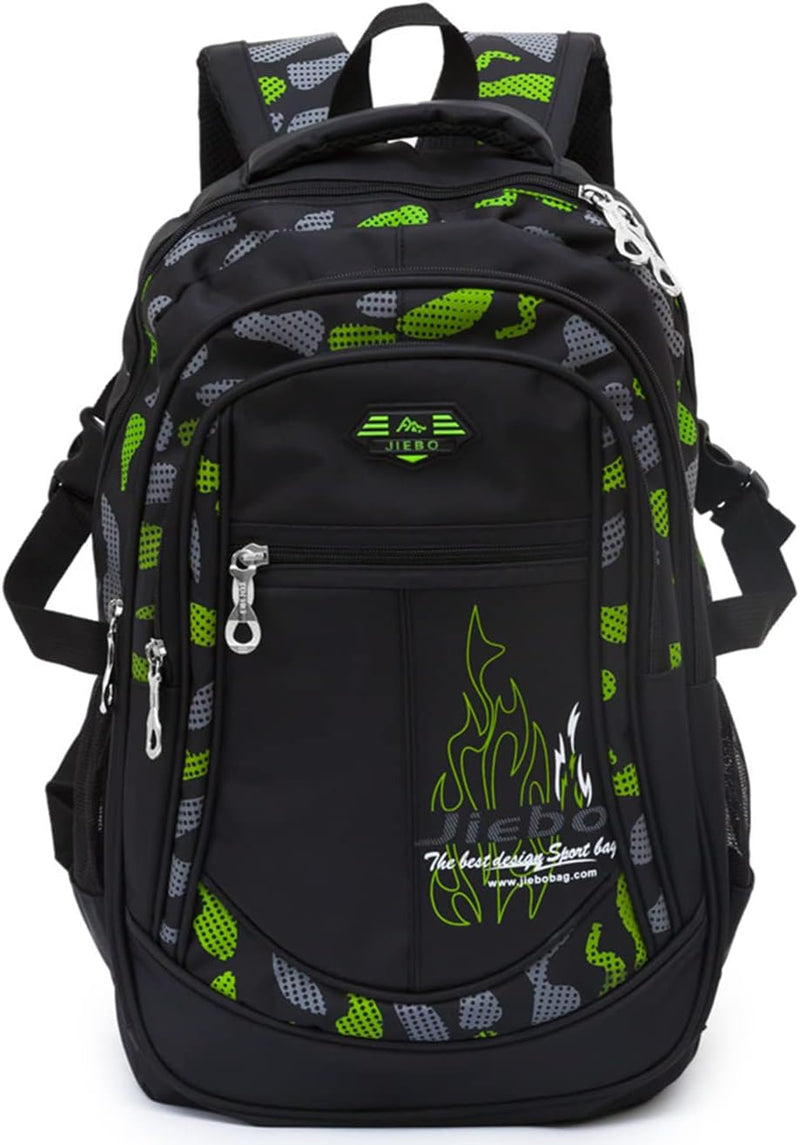 Jungen Schultasche Teenager Schulrucksack Jugendliche Rucksack Schule Daypacks Kinder Gro Schulranzen Wasserdicht - 3-green