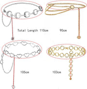 4pcs Metal Waist Chain Belts for Women - Adjustable Fashion Multilayer Chain Belts for Pants Dresses