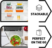 PREMIFY Airtight Meal Prep Container Set with Locking Lids & Labels, 12pcs Re-usable Plastic Food Storage Containers, Stackable Kitchen Organizer Boxes, BPA Free & Microwave Freezer Dishwasher Safe