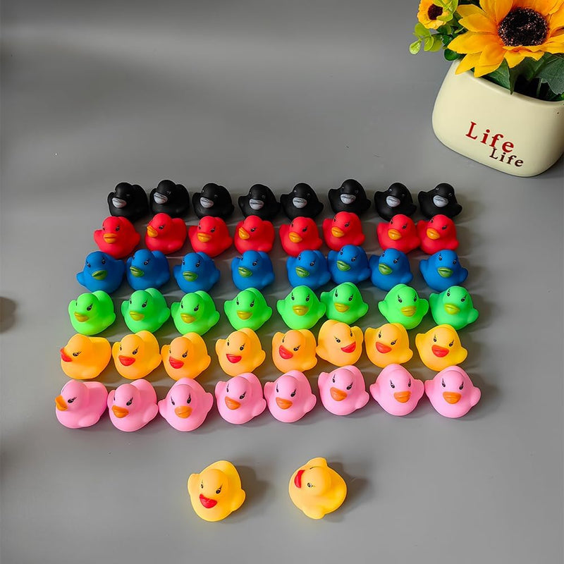 YUERFEILA Bath Duck Toys 50 Pcs Mini Rubber Ducks Squeak and Float Duckies Jeep Jeep Duck Baby Shower Toy Party Decoration for Toddlers Boys Girls