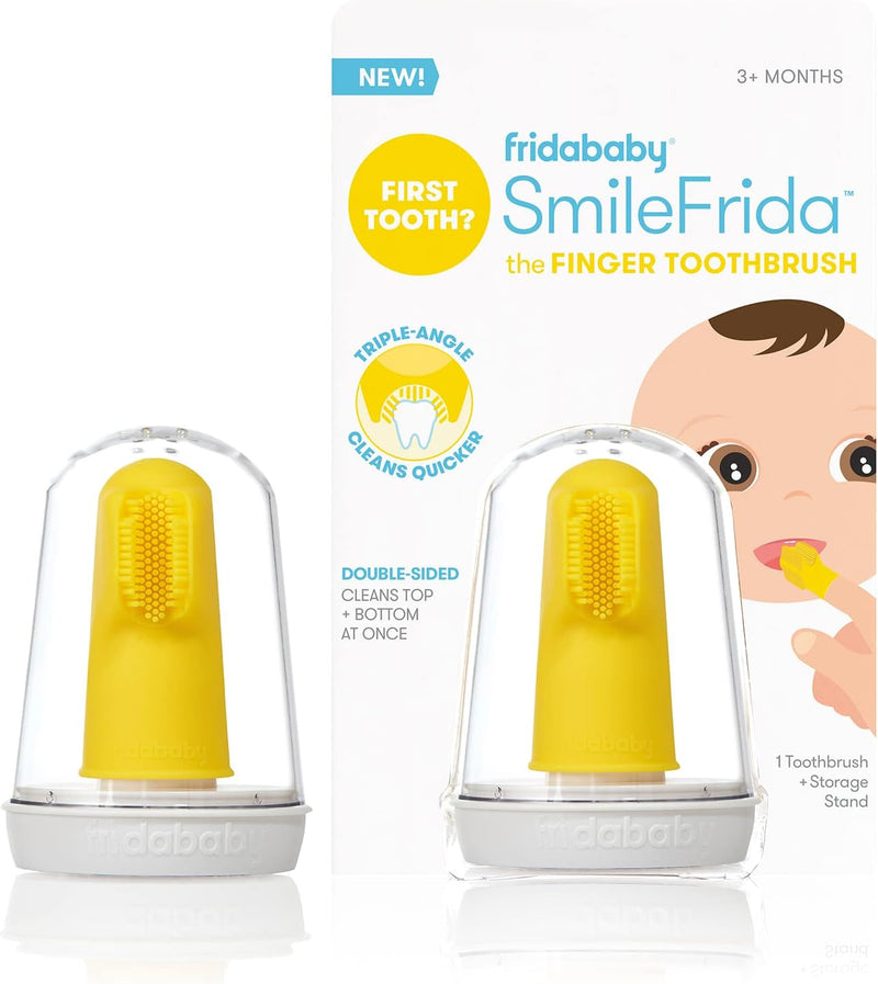 Grow with Me Training Toothbrush Set Infant to Toddler Toothbrush Oral Care for Sensitive Gums , Yellow, 2 Piece Set - Finger Toothbrush for Babies (3M+)