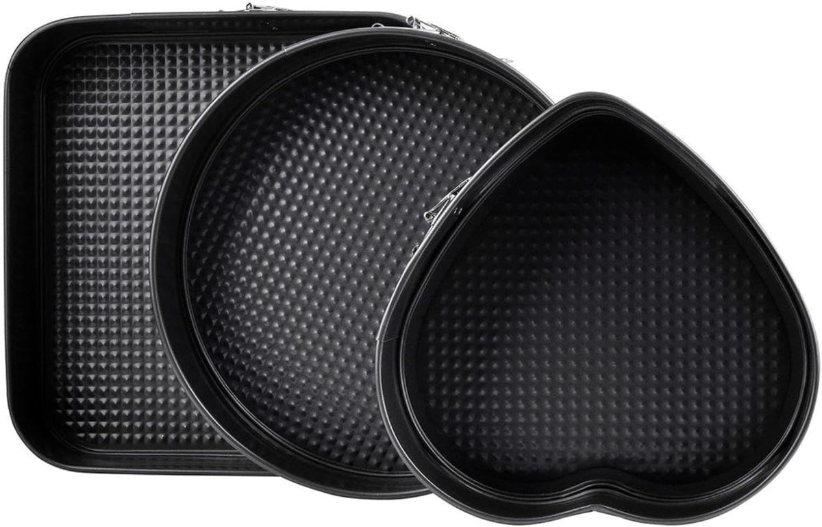 Yanek 3-Piece Springform Cake Pan Set Includes Square, Heart, & Round Molds Non-Stick, & Leakproof, Easy release For Baking Cakes Tarts & Desserts Durable Bakeware for Home & Professional Use – image 1