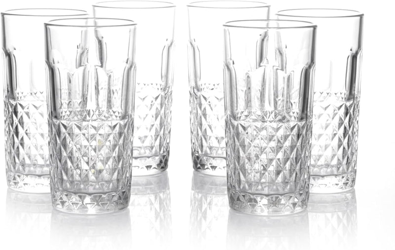 Cuisine Art Ligne Hi-Ball Drinking Glasses Set 255ML Clear, Lead-Free, Stackable, Dishwasher Safe, Restaurant Quality Barware, Premium Glassware for Home Kitchen, Parties & Gift - Hi-Ball