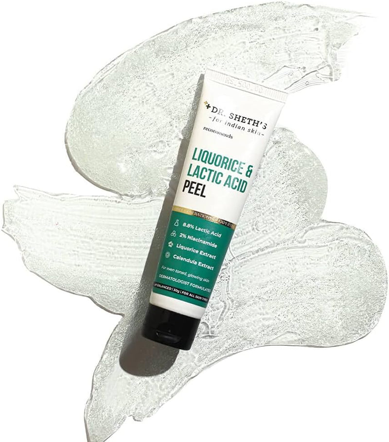 Liquorice & 8.8% Lactic Acid (AHA) Chemical Peel For Even-Toned, Glowing Skin With 2% Niacinamide, Calendula Extract, AHA Peeling Solution For Face, Chemical Exfoliator For Unisex, 30g
