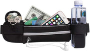 Running Belt with Extender, Bounce Free Pouch Bag, Fanny Pack Workout Belt Sports Waist Pack Belt Pouch for Apple iPhone XR XS 8 X 7+ Samsung Note Galaxy in Running Walking Cycling - Black