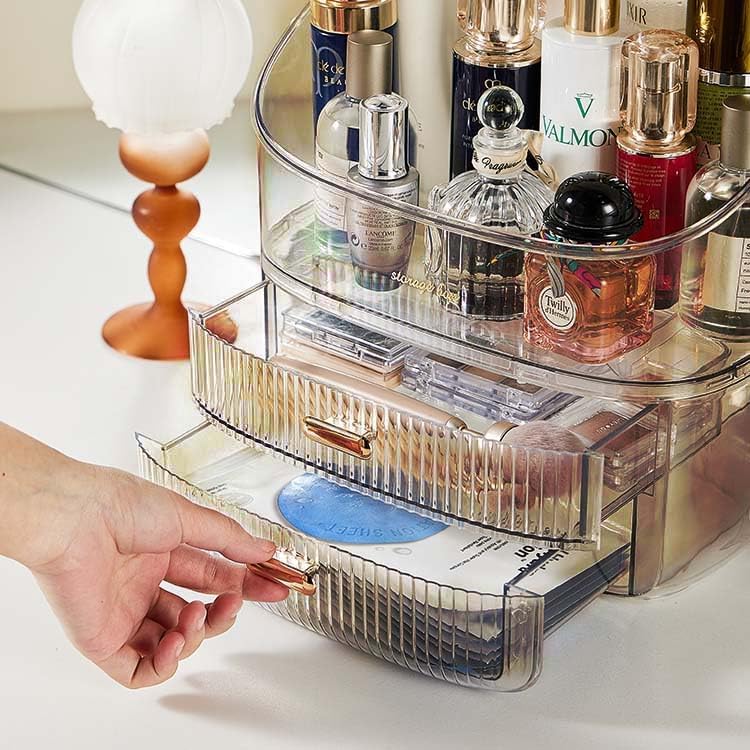 ALOXE Cosmetic Organizer Box Drawers Storage Plastic Stationary Box | Make Up Organiser For Women