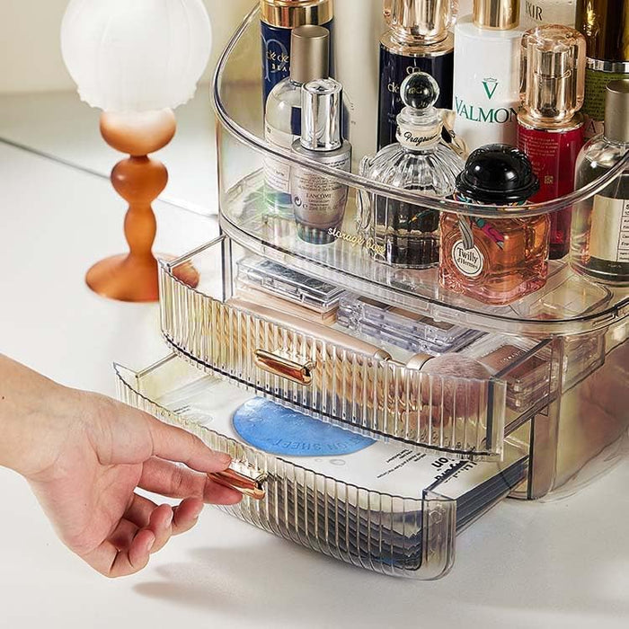 ALOXE Cosmetic Organizer Box Drawers Storage Plastic Stationary Box | Make Up Organiser For Women