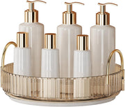 Makeup Organize Rotating,Perfume Organize, 360° Luxury Acrylic Makeup Organizer & Skincare Rack Spinning Lazy Susan 3 Tier,Dressing table to display your perfumes and cosmetics. (White-2)