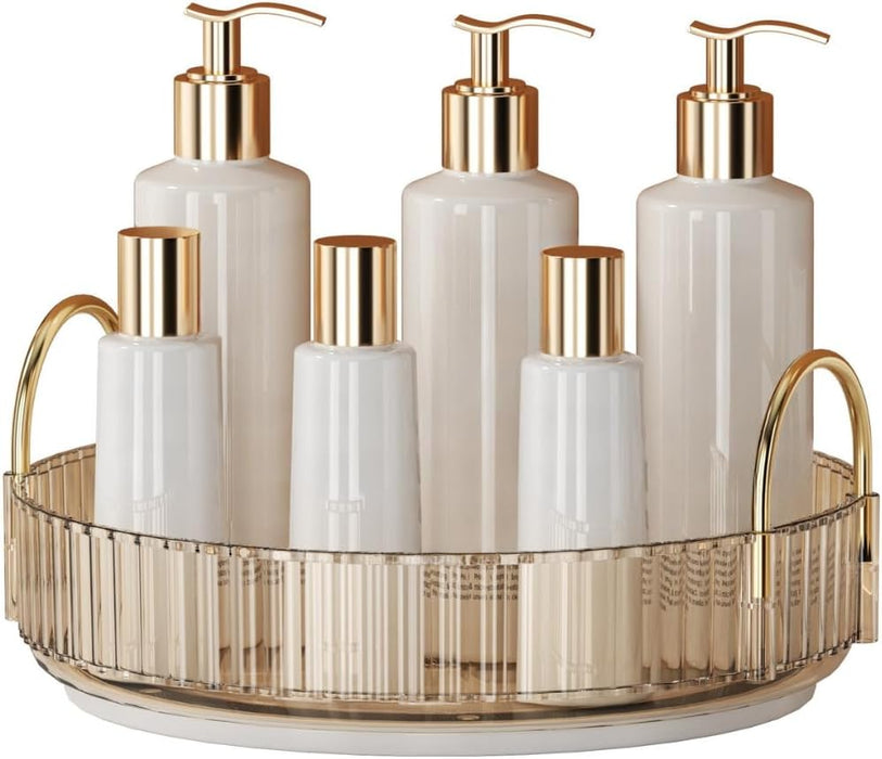 Makeup Organize Rotating,Perfume Organize, 360° Luxury Acrylic Makeup Organizer & Skincare Rack Spinning Lazy Susan 3 Tier,Dressing table to display your perfumes and cosmetics. (White-2)