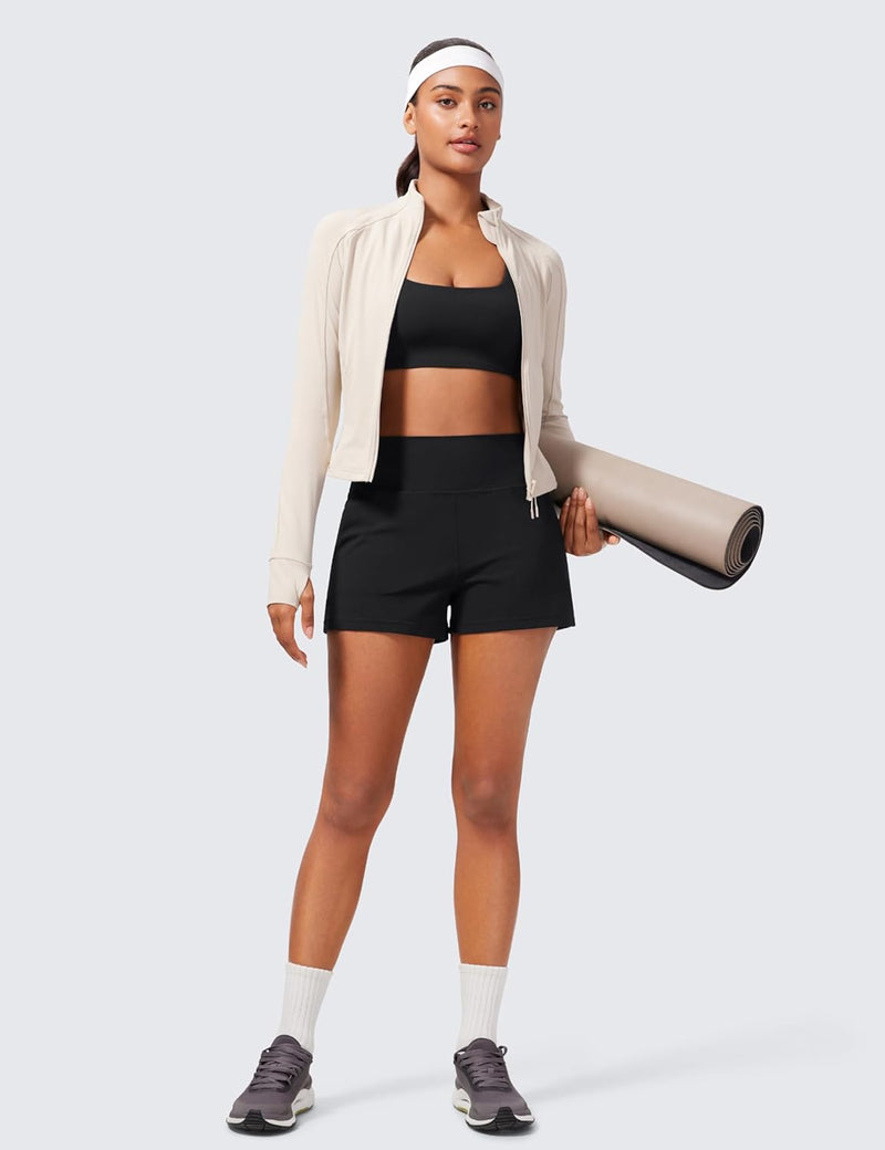CRZ YOGA Butterlift Short de cintura alta para mujer para yoga Casual Lounge Workout con bolsillos Sin forro