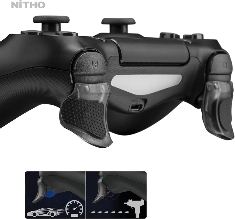 NiTHO FPS Gaming Kit Compatible with PS4 Controllers, Set of 2 Analog Mini-stick Enhancers, Set of 2 Ergonomic Extension Triggers, Set of 2 Anti-Slip Trigger Stickers, 3 Sizes of 2 Concave Thumb Grips