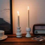 Gratify Taper Ceramic Candle Holders, Set of 2 Matte Boho Decorative Candlestick Holders,Table Decor Centerpiece for Wedding home Dinning Party (white)