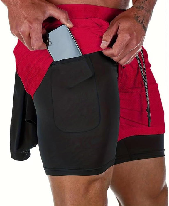 VITION Gym Shorts for Men, Men's Activewear Running Shorts,Drawstring Gym Shorts Men, 2 Layer Loose Athletic Shorts with 4 Pockets