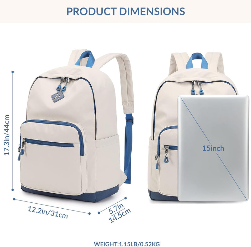 Mygreen Backpack, School Backpack travel Laptop Backpack, Students College Backpack Bookbag for Girls Boys Teen Women -Beige