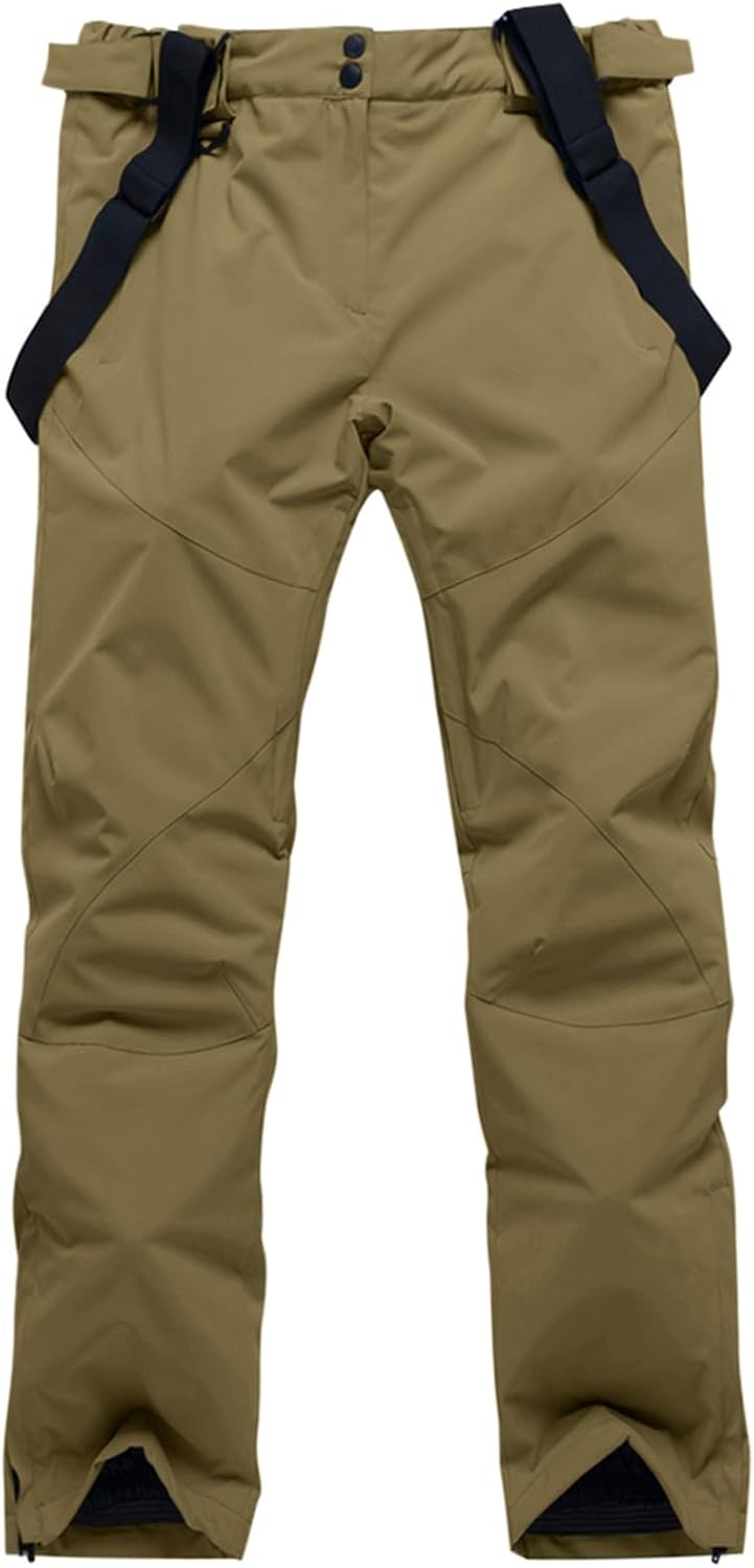 YEEFINE Men's Waterproof Snow Pants Insulated Outdoor Ski Pants Winter Warm Detachable Suspender Snowboard Bibs