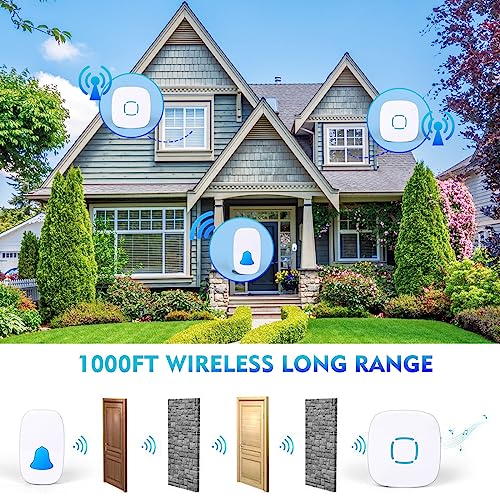 Sky-Touch Wireless Doorbell, Waterproof Wireless Doorbell Kit With 36 Bells And AdjUStable Volume; With Sound And Led Home Door Bell Chime (1 Receiver And 1 Pressure Button)