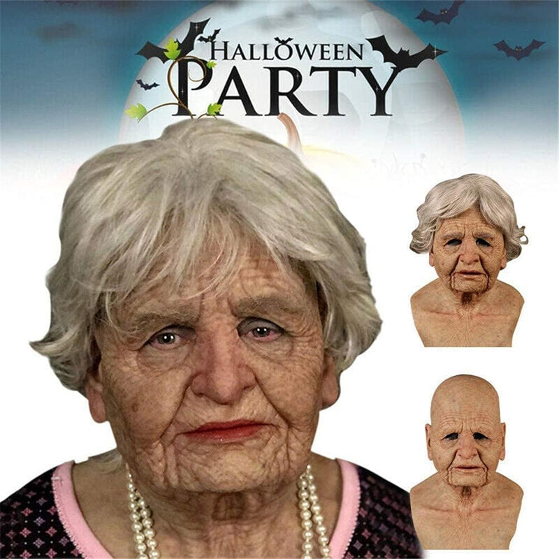 Realistic Latex Old Man Mask Male Disguise Halloween Fancy Dress Head the Elder Old Man Headgear for Masquerade Halloween Realistic Headgear Decoration Human Wrinkle Scary Hat Creepy Wrinkle Mask (E1)