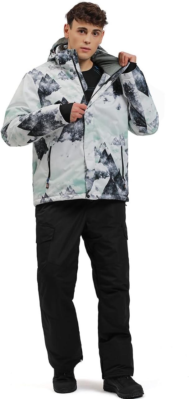 HOTIAN Men's Ski Jacket and Pants Set Snowboard Suit Waterproof SOutdoor Winter Snow Jackets Windproof Mountain Snowsuit