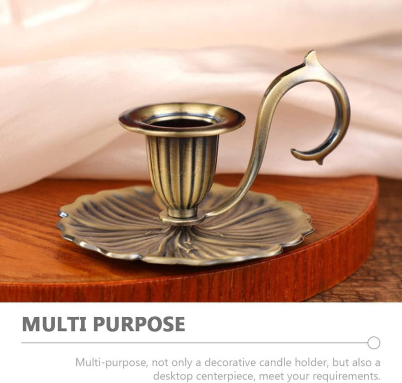 Azonee Retro Taper Candle Holder, Vintage Candlestick Holders, Dinner Handle Stand Iron Pans Fireplace Taper Centre Candelabrum Handheld Mantle Chamberstick Candle Housewarming Holders Art Room