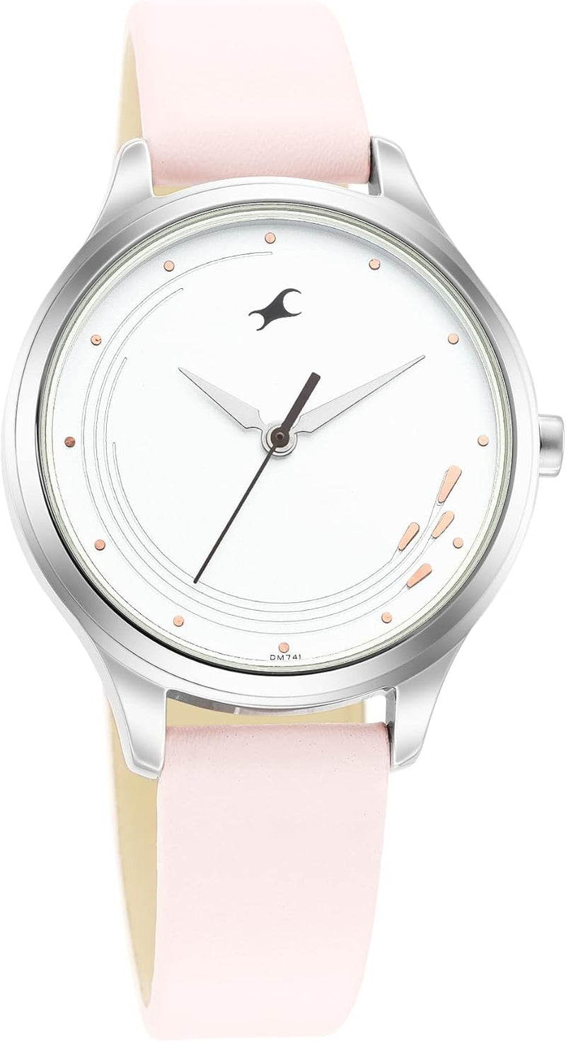 Fastrack Stunners Quartz Analog White Dial Leather Strap Watch for Girls-NS6248SL01