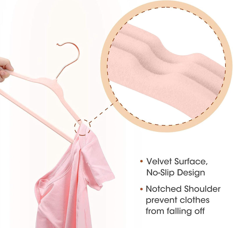 Red Dot Gift® 50 Pack Baby Velvet Hangers 11Inch/28cm - Nursery Clothes Hangers Non Slip Toddler Hangers, 360 Chrome Swivel Hook (White, 50)