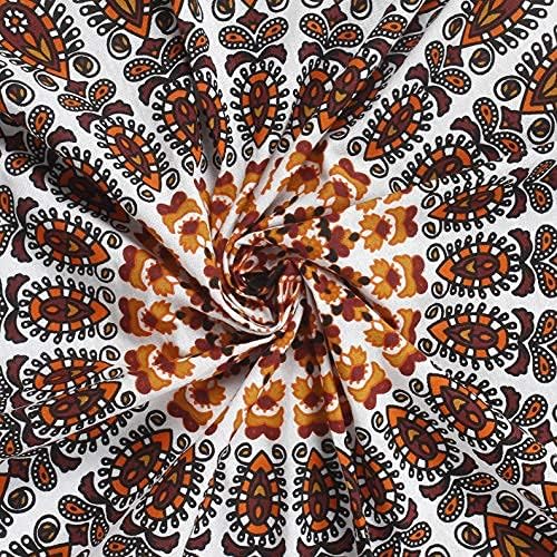 Bless International, Indian Wall Hanging Psychedelic Hippie Bohemian Peacock Mandala Tapestry Bed Sheet Gold Pink Blue King 225x265cm