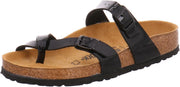 Mayari Birko Flor Thong womens Fashion Sandals - Black Shiny