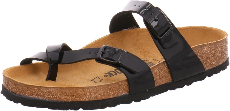 Mayari Birko Flor Thong womens Fashion Sandals - Black Shiny