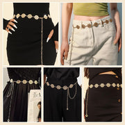 Metal Waist Chains for Woman, Adjustable Boho Body Chain, Fashion Vintage Belly Chain Belt Jewelry, for Women Dresses, Saree, Beach, Jeans, Skirts, Gold
