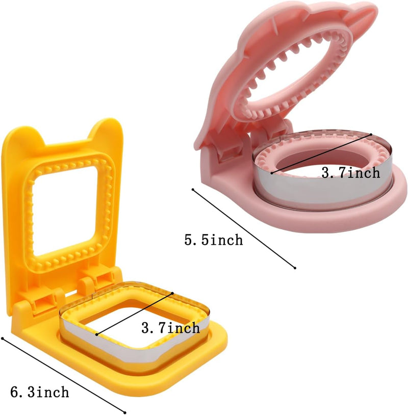 2pcs Sandwich Cutter and Sealer for Kids, 2Pcs Uncrustable Sandwich Maker and Decruster set,DIY Decruster Pocket Sandwiches, Great for Breakfast Sandwich Maker, Lunchbox and Bento Box