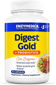 Digest Gold + Probiotics 2-in-1 Digestive Enzymes & 1.5 Billion Probiotics for Gut Health & Breaks Down Meals & Reduces Gas & Bloating 45 Capsules - 45 Capsules