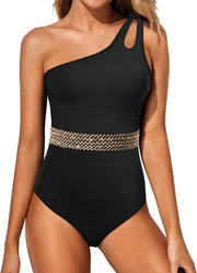 Holipick womens Classic One Piece Swimsuit - Black Gold