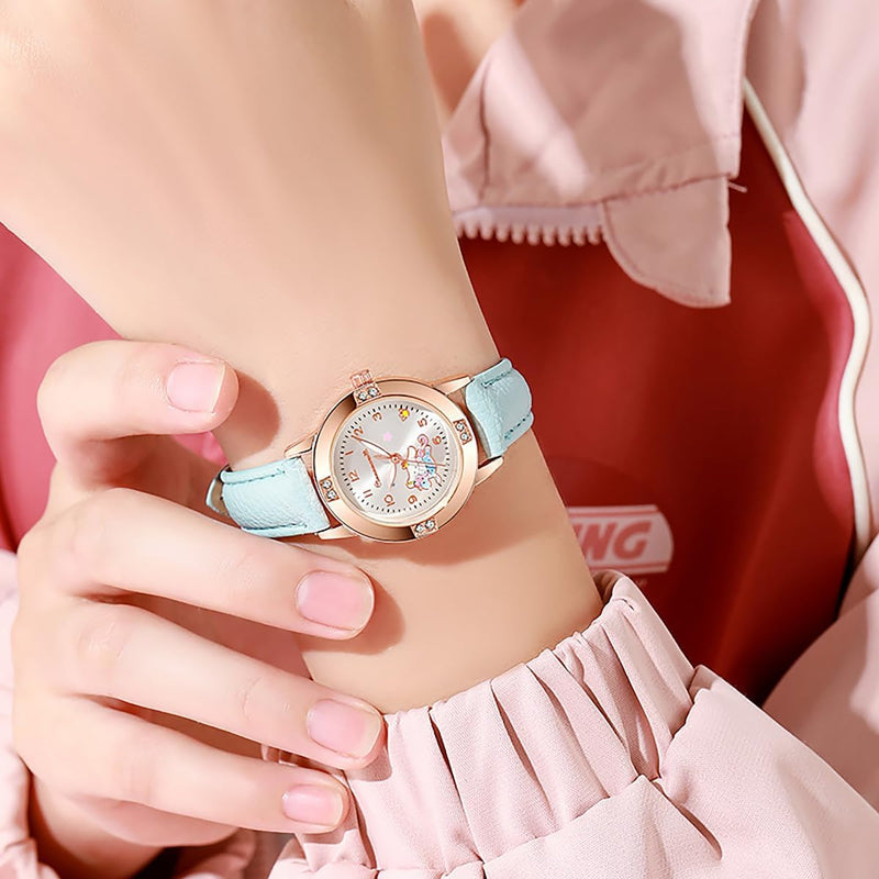 YWhalep 2 Packs Kids Watches for Girls, Toddler Watches Cute Cartoon Children Wrist Watch Easy Read Time Teacher Waterproof Watch
